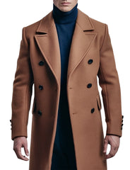 Men's Classic Camel Double-Breasted Overcoat