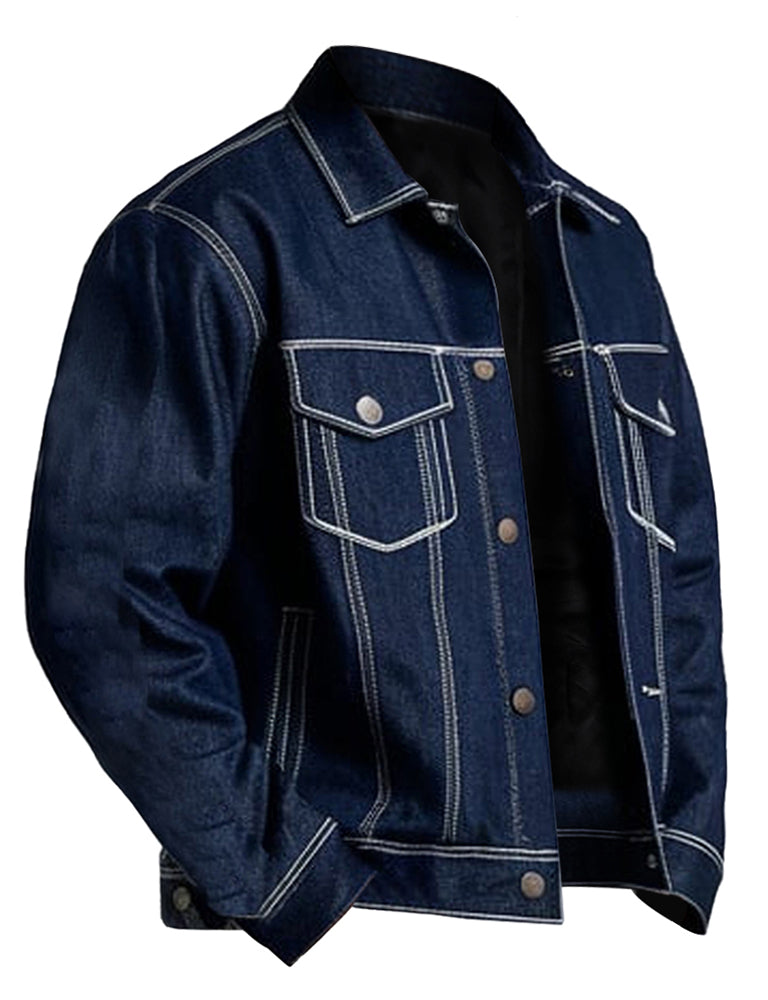 Men's Dark Blue Cardigan Denim Jacket