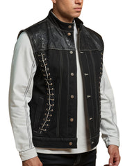 Men's Denim Patchwork Vest