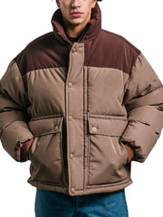 Men's Dual-Tone Brown Puffer Jacket