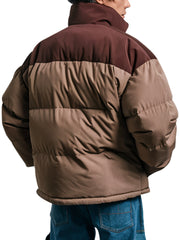 Men's Dual-Tone Brown Puffer Jacket