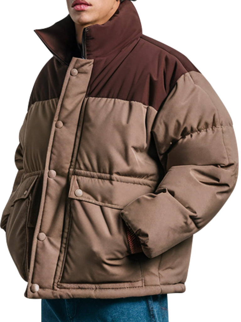 Men's Dual-Tone Brown Puffer Jacket