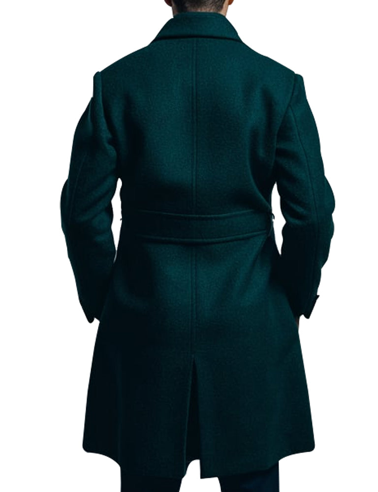 Men's Elegant Green Wool Overcoat