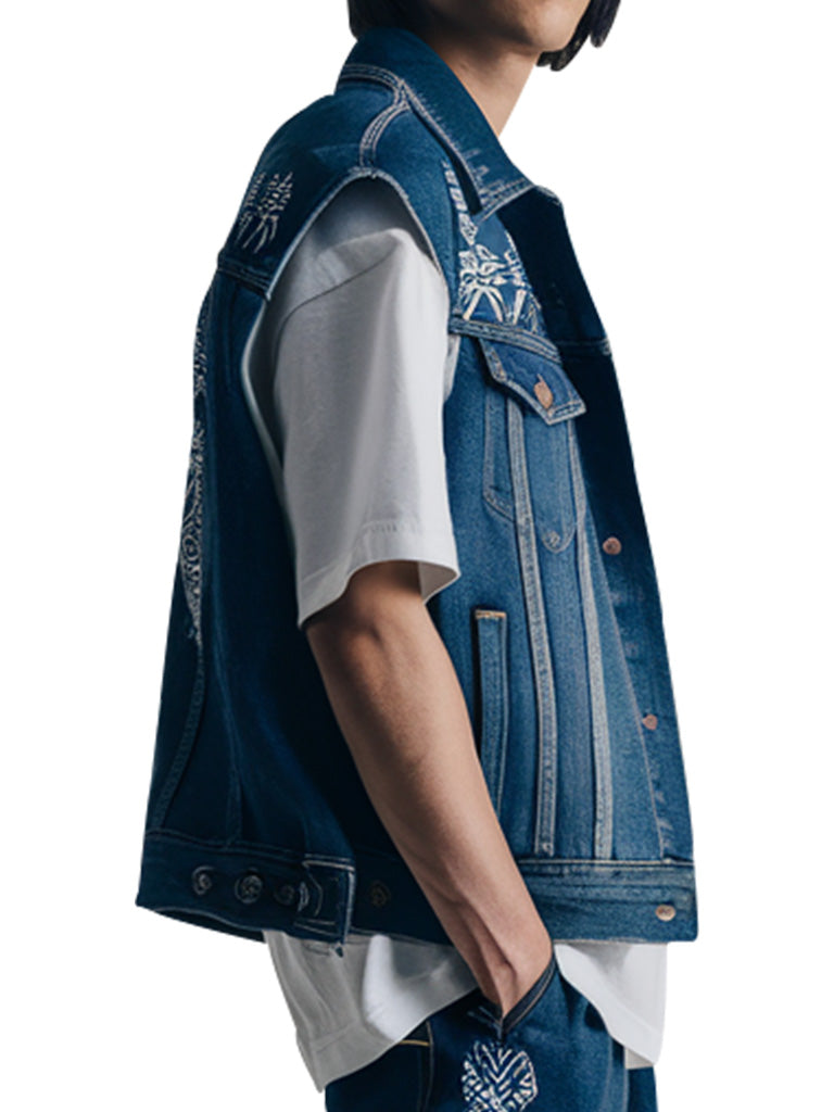 Men's Printed Denim Vest