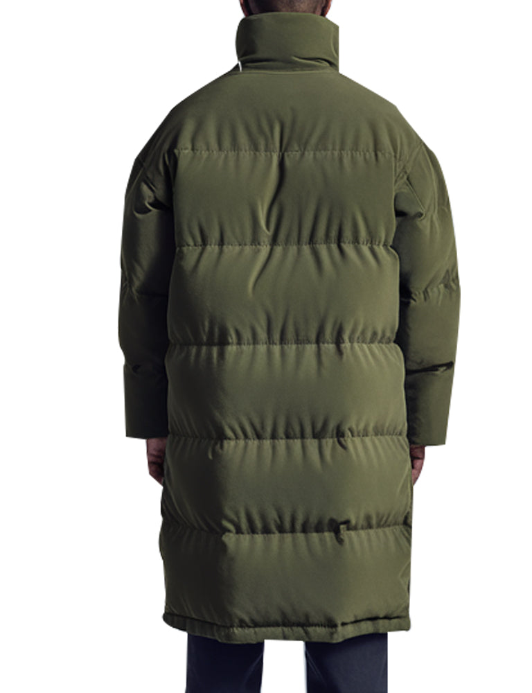 Men's Green Puffer Rainfall Long Coat