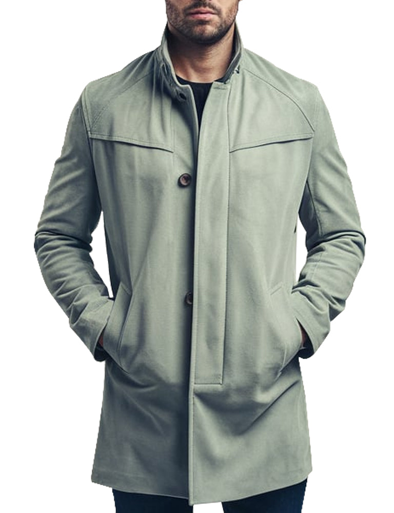 Men's Light Sage Green Suede Ridge Coat