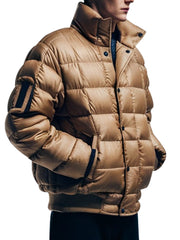 Men's Tan Quilted Puffer Jacket