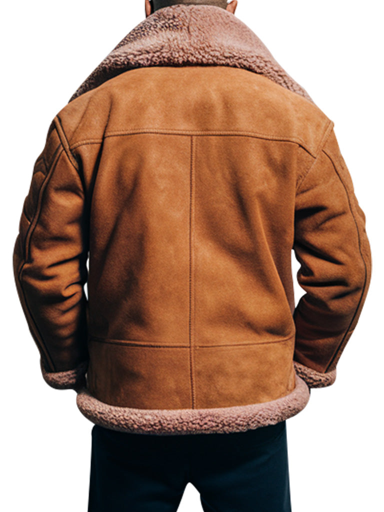 Men’s Tan Shearling Aviator Jacket