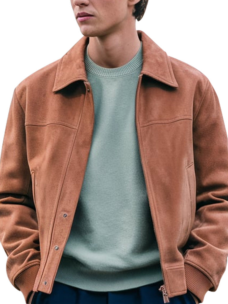 Men’s Tan Suede Dust Leather Jacket