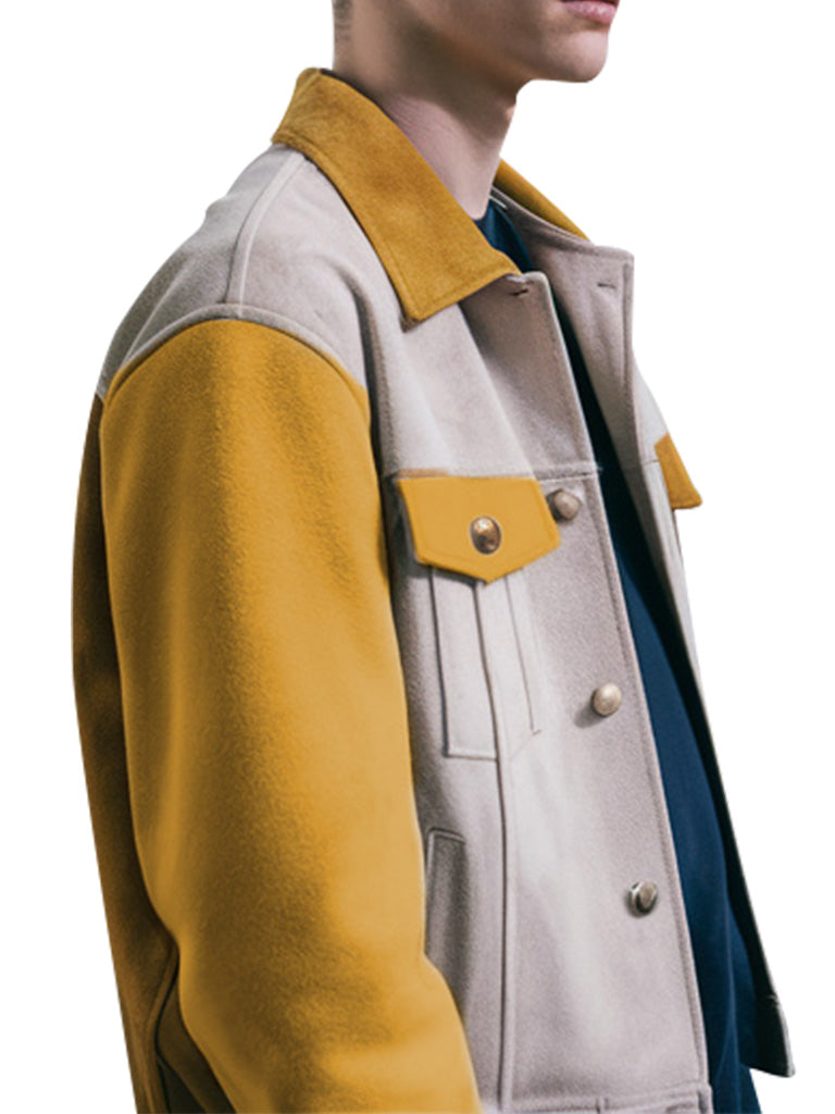 Men’s Two-Tone Beige And Yellow Suede Jacket