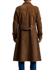 Men's Brown Double-Breasted Wool Trench Coat