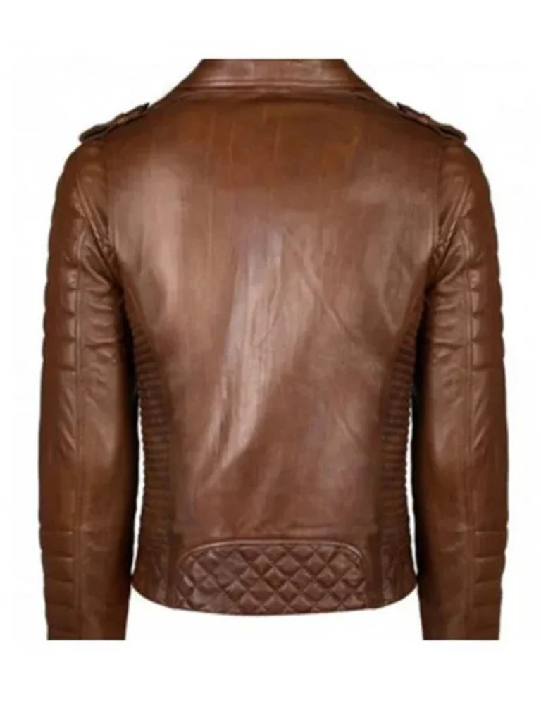 Men’s Brown Quilted Vintage Cafe Racer Leather Jacket