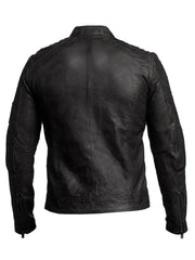 Men's Black Cafe Racer Leather Jacket
