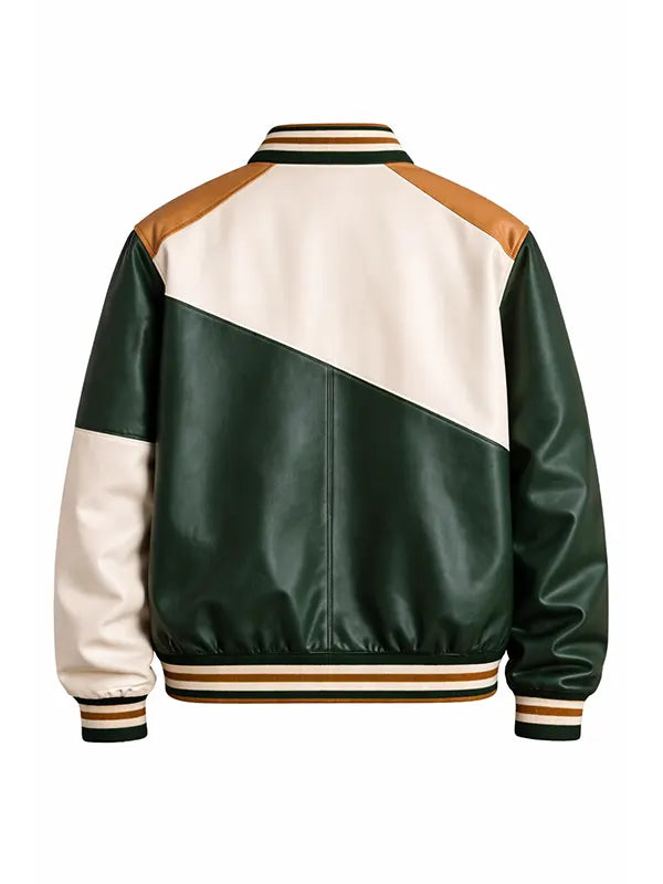 Men’s Color Block Green Varsity Jacket