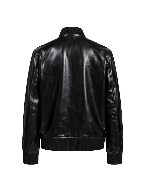 Men's Faux Leather Bomber Jacket