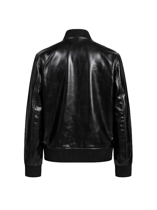 Men's Faux Leather Bomber Jacket