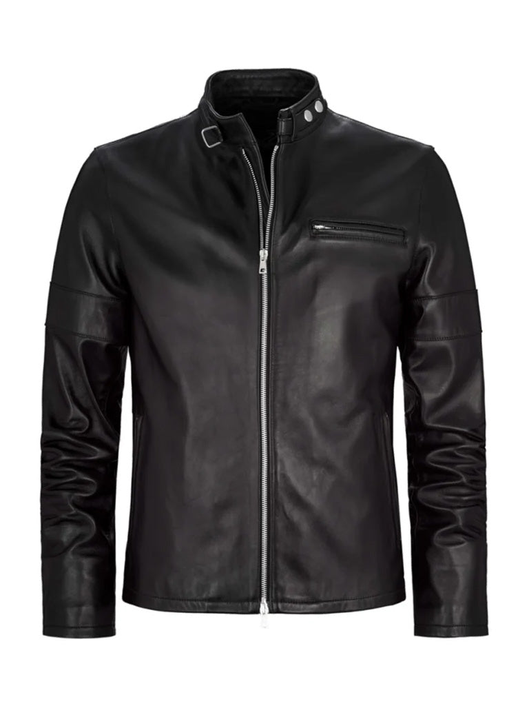 Men's Regular Fit Black Biker Leather Jacket
