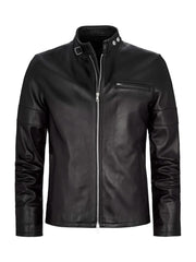 Men's Regular Fit Black Biker Leather Jacket