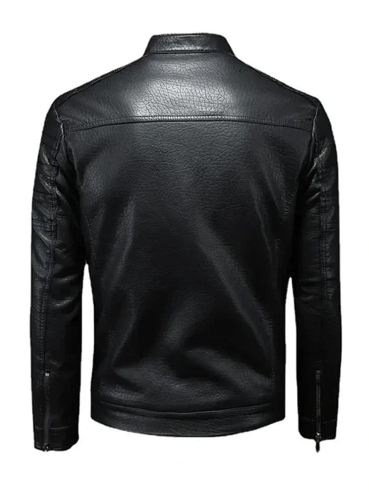 Men's Slim Fit Black Biker Leather Jacket