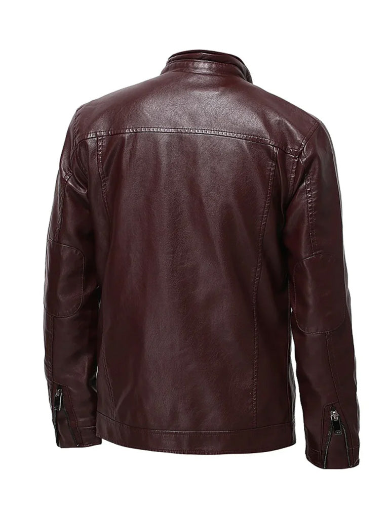 Men's Slim Fit Genuine Leather Biker