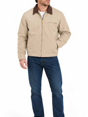 Mens-Beige-Canvas-Cotton-Jacket