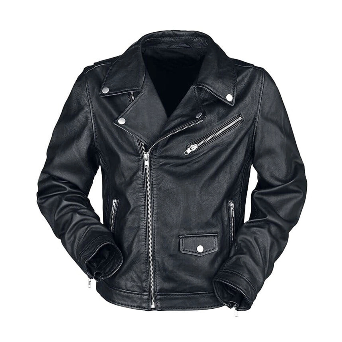 Black Biker Valve Leather jacket