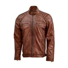 Brown Quilted Leather Jacket