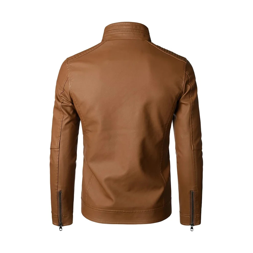 Brown Biker Style Real Leather Jacket