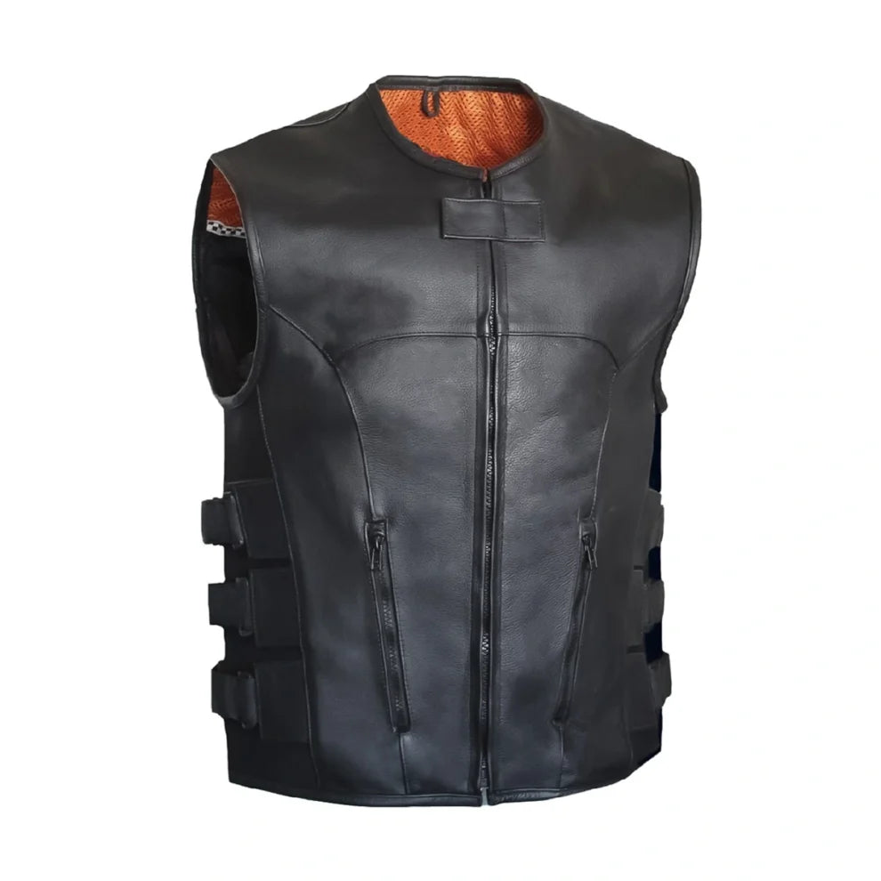 Black Lambskin Genuine Leather Vest