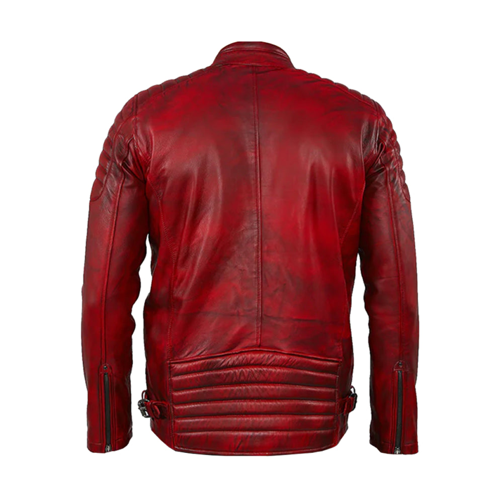 Red Cafe Racer Leather Jacket