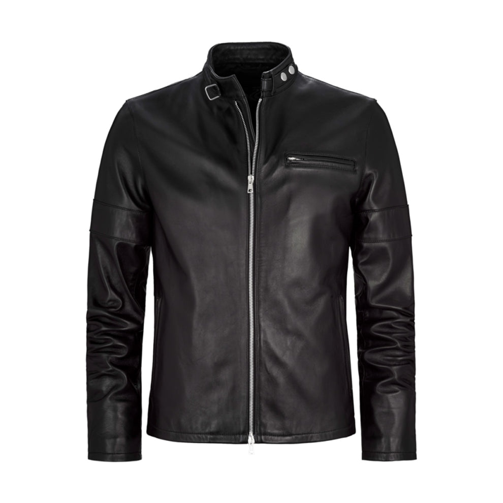 Regular Fit Black Biker Leather Jacket