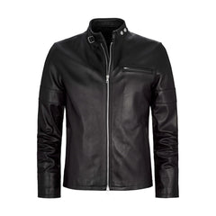 Regular Fit Black Biker Leather Jacket