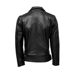 Black Biker Style Quilted Leather Jacket