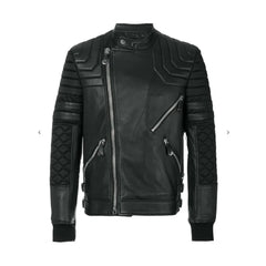 Black Bomber Quilted Leather Jacket