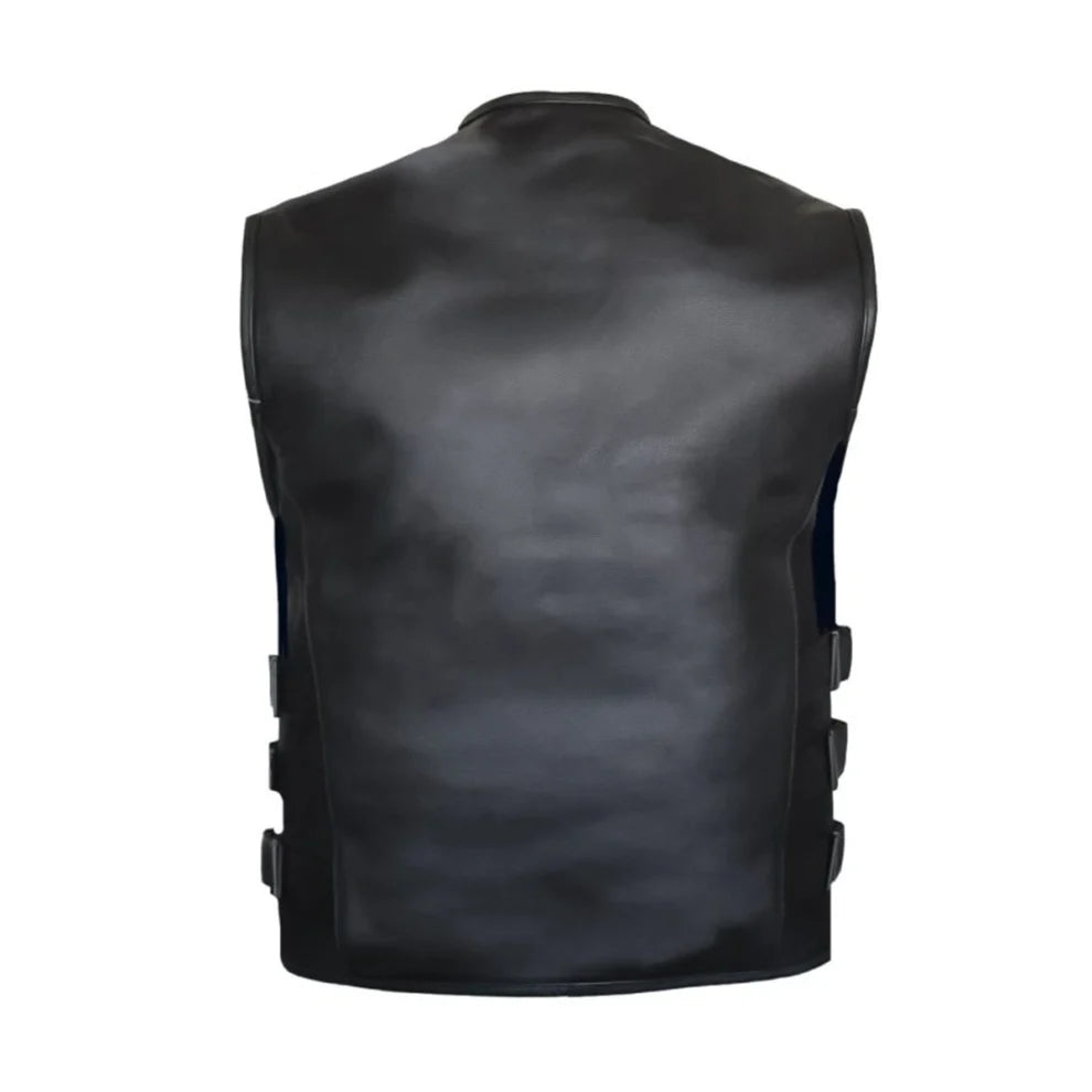 Black Lambskin Genuine Leather Vest