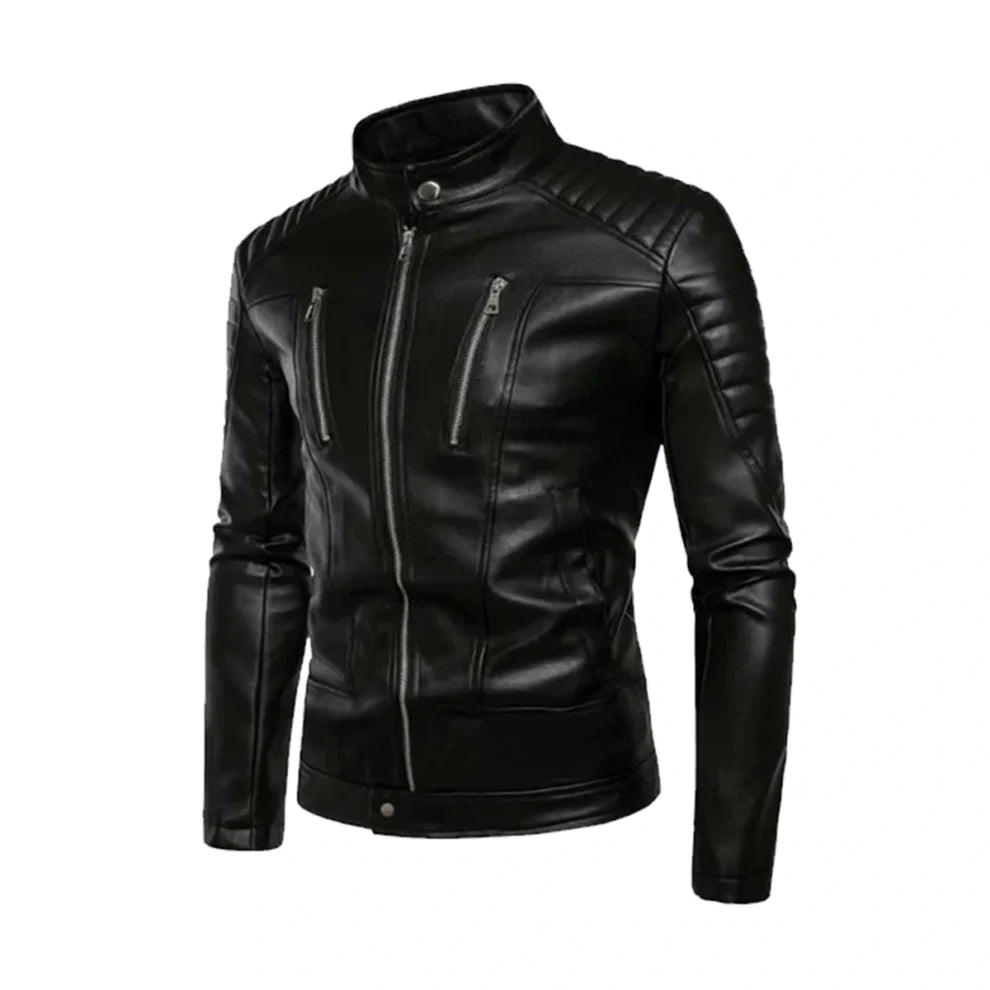 Cafe Racer Black Biker Leather Jacket