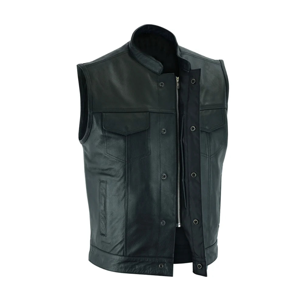 Club Style Black Genuine Leather Vest