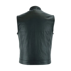 Club Style Black Genuine Leather Vest