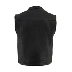 Black Motorcycle Style Genuine Leather Vest