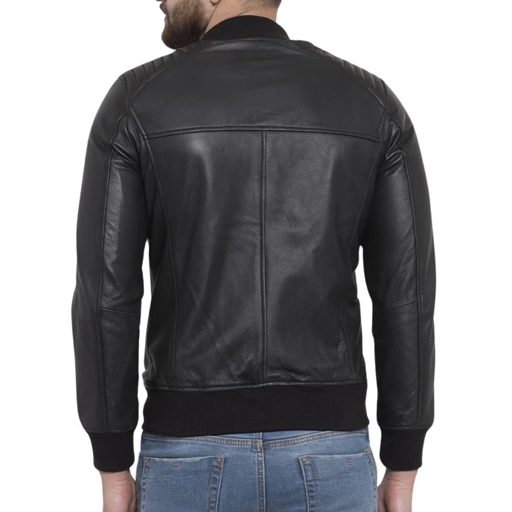 Lambskin Black Bomber Leather Jacket