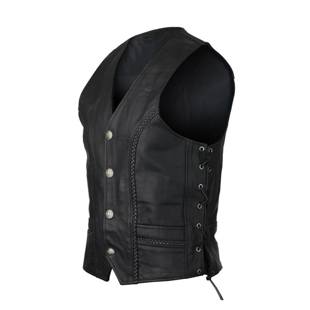 Buffalo Nickel Snaps Black leather Vest