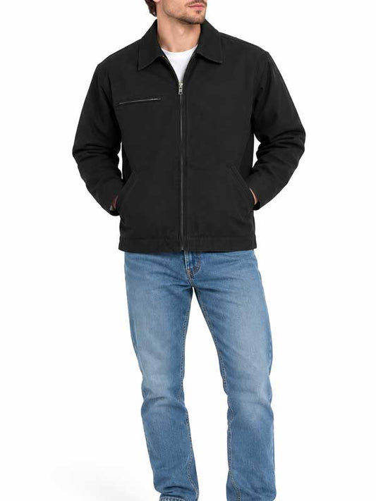 Mens-Black-Canvas-Work-Wear-Jacket