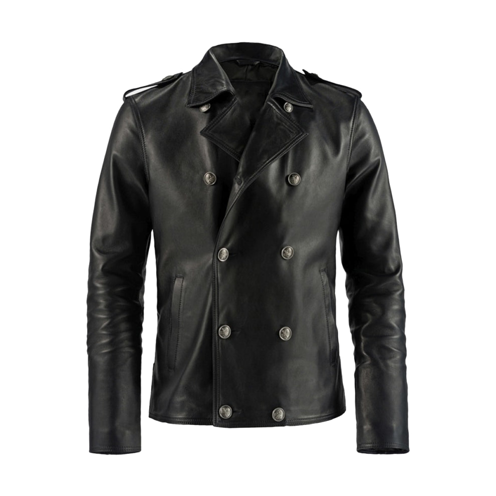 Black Chef Style Genuine Leather Jacket