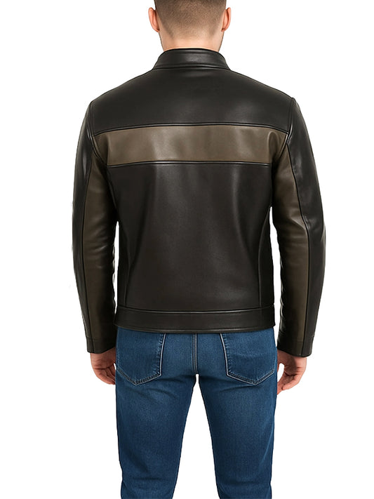 Mens Black Leather Biker Jacket For Mens