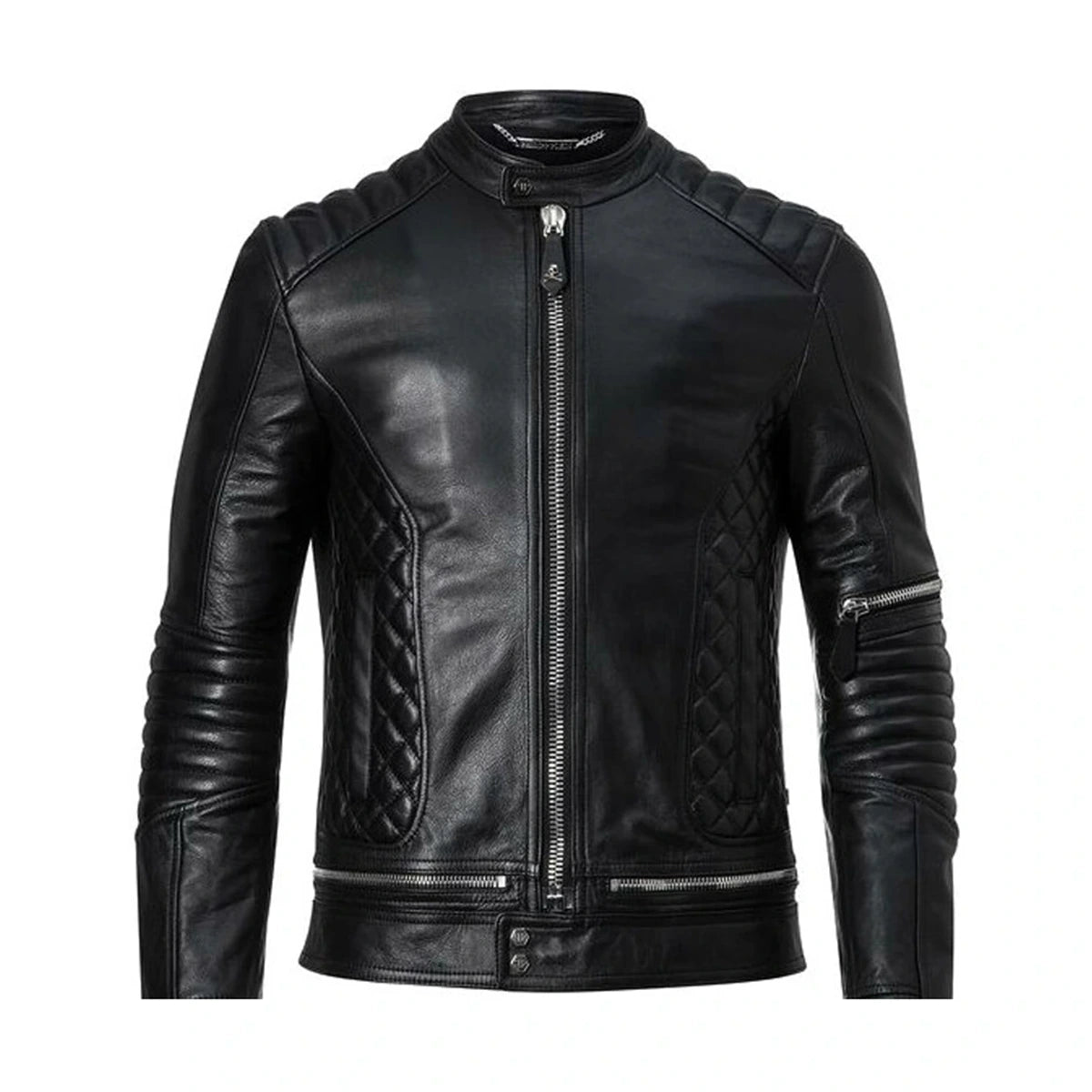 Black Bomber Quilted Leather Jacket