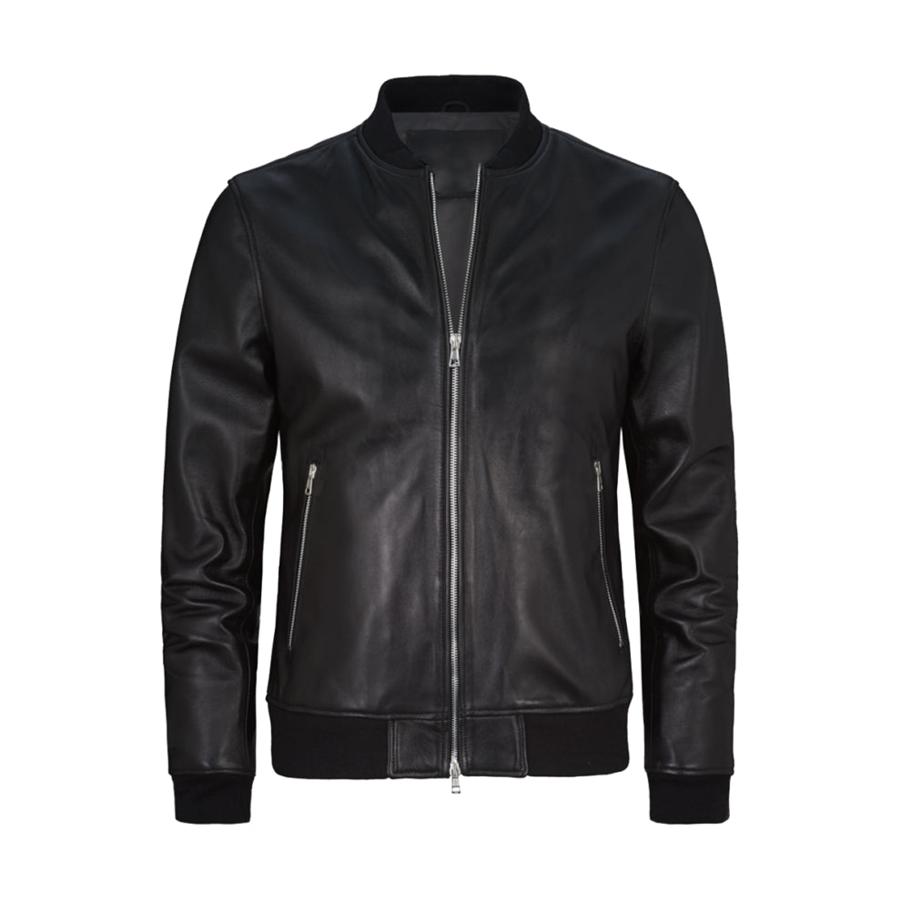 Black Bomber Genuine Leather Jacket