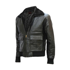 Black Bomber Shearling Leather Jacket