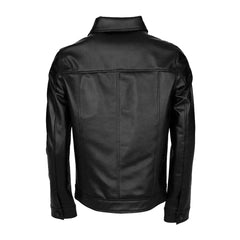 Trucker Style Black Genuine Leather Jacket