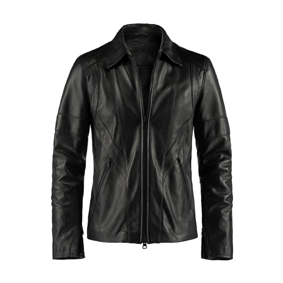 Black Biker loaf Leather Jacket