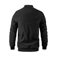 Black Rib Knitted Embroidery Bomber Varsity Jacket